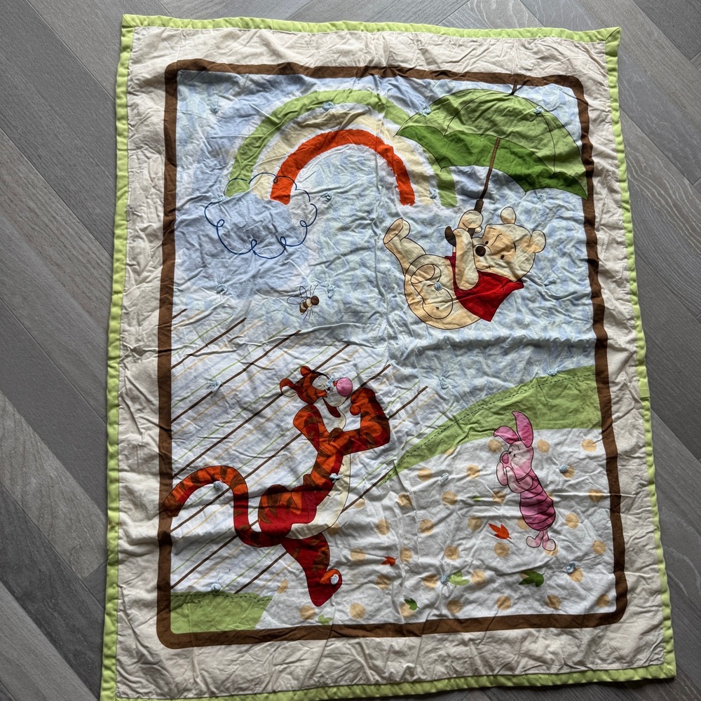 Disney Winnie the Pooh Tigger Piglet Baby Blanket Quilted Rainbow Nursery Decor